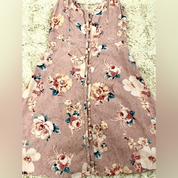 Hollister Womens Purple Floral Dress Button Down Dress Size XS - Picture 3 of 6